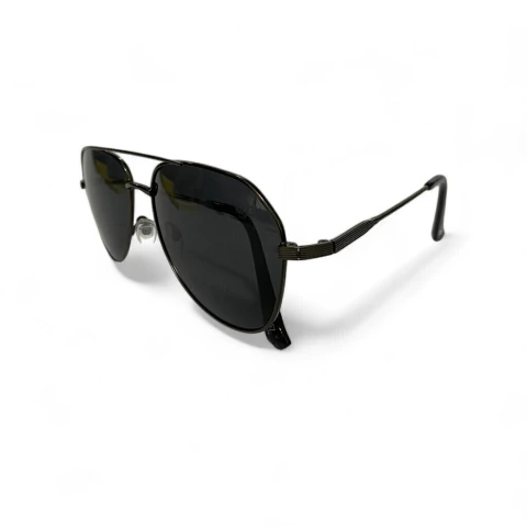 Óculos de Sol de Metal OZ Eyewear Aviador Polarizado Aviador SSJ0100 - Chumbo com Lente preta - Unissex