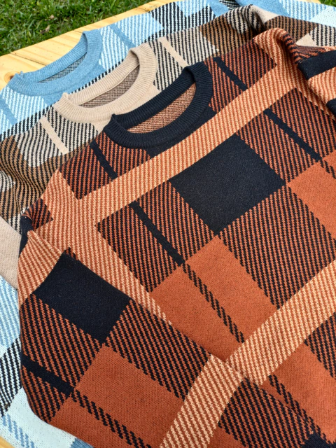 Sweater cuadrillé oversize - comprar online