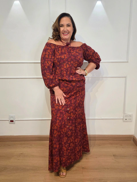 Saia Jamylle Longa Viscose Estampada - comprar online