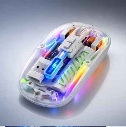 Mouse Inalambrico Bluetooth Dual Recargable-usb Luces Rgb