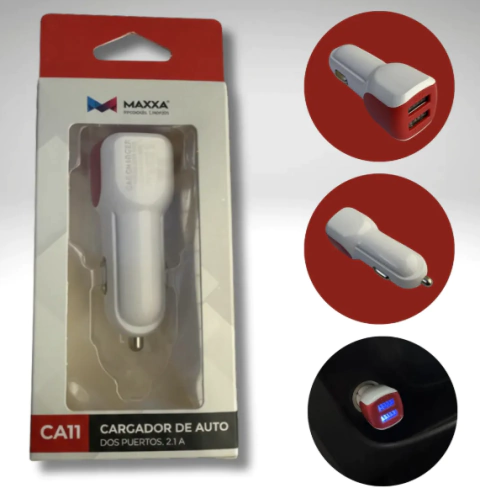 Cargador De Auto Maxxa Ca11 2 Puertos Usb 2.1a Universal