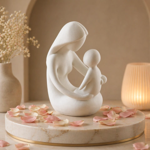 Escultura Mãe e Filho em 3D 