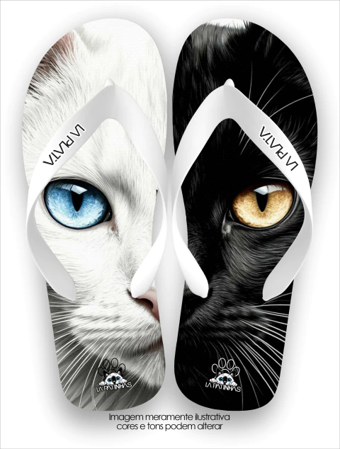 Chinelo Tradicional La Patinhas Cats Yin Yang na internet