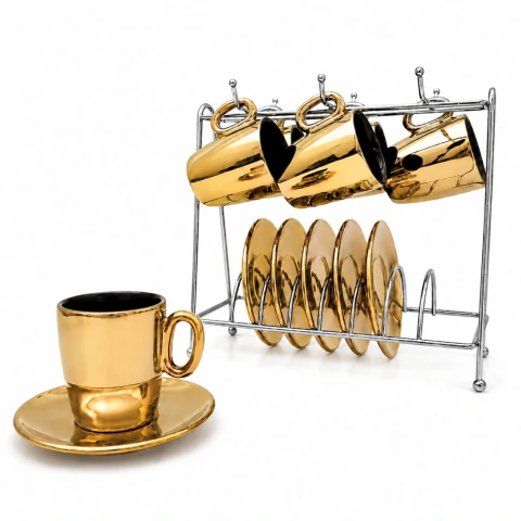 Jogo de Café Completo 80ml 13 Peças com Rack