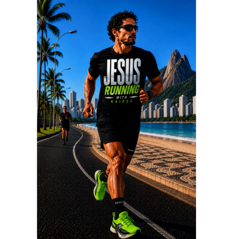 Jesus Running Neon Tee - comprar online
