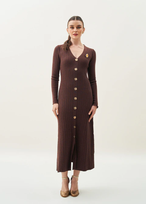 Vestido Super Midi Fabiola Marrom