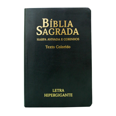 Bíblia ARC Letra Hipergigante Com Textos Coloridos, Harpa E Corinhos - Capa Luxo Preta