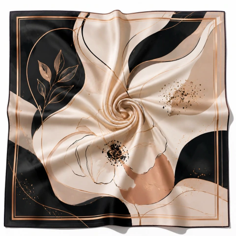 Lenço Acetinado 70x70 cm – Flor de Ébano