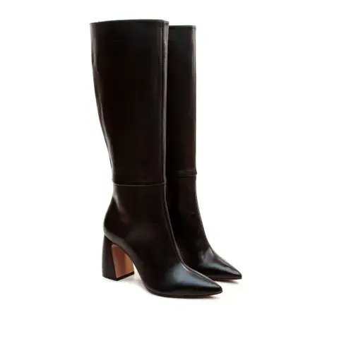 Bota couro preta cano longo cecconello