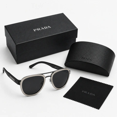 Lentes de Sol PRADA estilo Aviador Unisex Protección UV Armazón de Metal y Acetato
