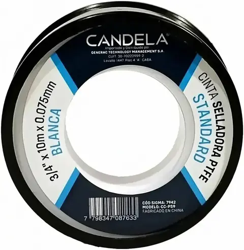 TEFLON CANDELA 3/4" X UNIDAD