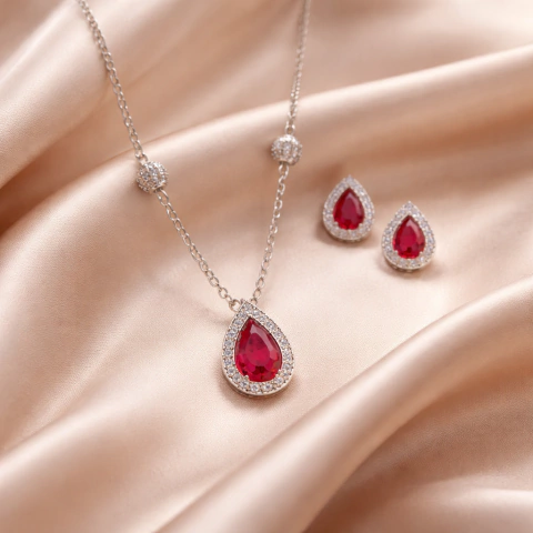 Conjunto Semijoia Mix Rosa