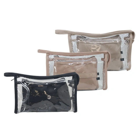 Portacosméticos Amayra set x3 transparente
