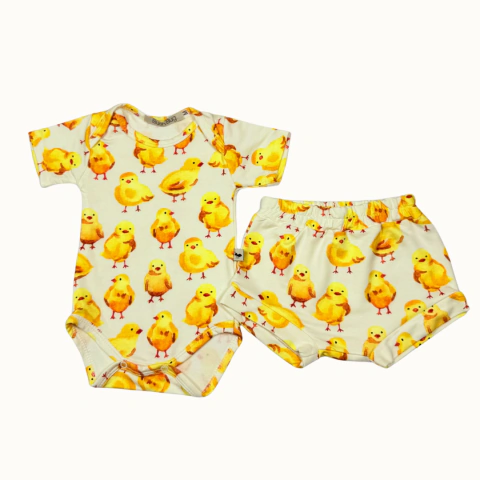 Conjunto Body com Tapa Fralda Pintinhos - comprar online