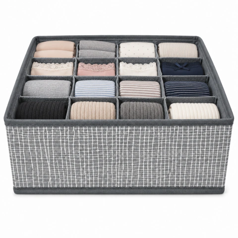Organizador de Gaveta Dobrável 16 Divisórias para Roupas 32x32cm