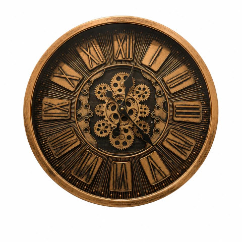 Reloj De Pared 46 Cm Cobre Envejecido Con Engranajes