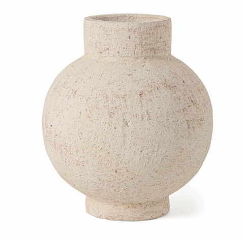 Vaso Redondo Salpicado em Cimento Bege
