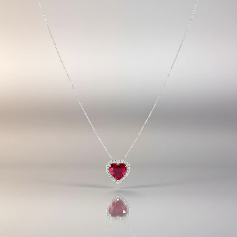Pingente de coração vermelho cravejado - comprar online