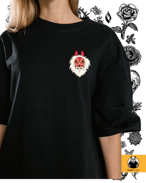 Camiseta Oversized - Ghibli - Princesa Mononoke - Mononoke