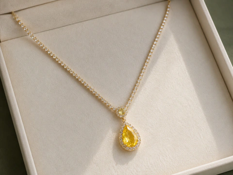 Conjunto Gota Zircônia Citrino