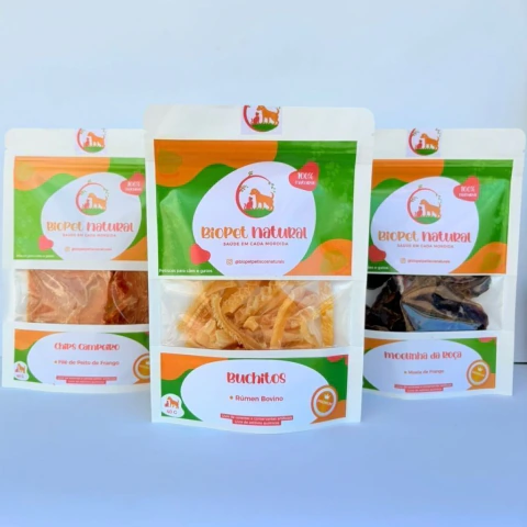 Kit de Petiscos Naturais para Cães e Gatos - ROER, AMAR E RELAXAR
