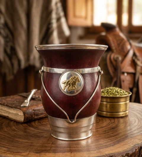 Mate Criollo de Alpaca con Aplique de Jinete