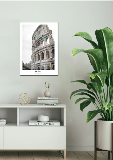 Cuadro decorativo -Coliseo romano- Blanco y negro - Roma - wall art - cuadro metálico