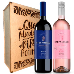 Kit Presente 2 Vinhos Stefanello c/ Caixa Personalizada