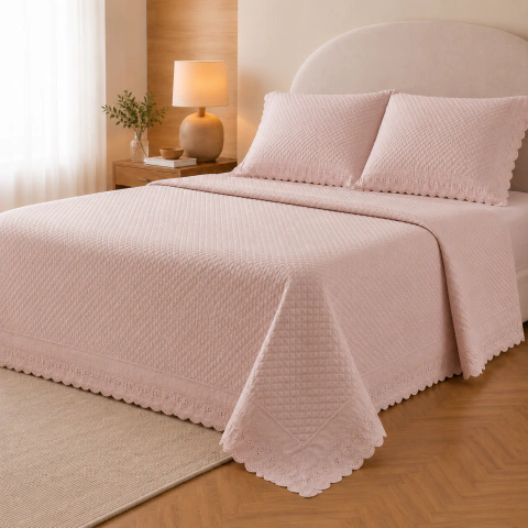 KIT COLCHA BORDARE PREMIUM APPEL HOME - KING - ROSA SECRETS