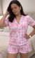 Pijama Americano Curto em Suede – Xadrez Rosa com Laços