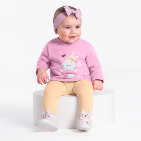 Conjunto Bebê Menina Ursinho Brandili Baby Tamanho G