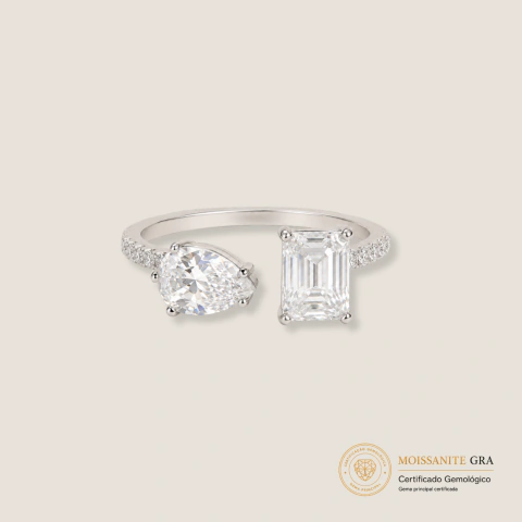 Anel Ajustável Moissanite Prata 925