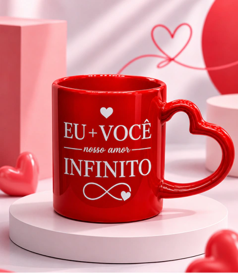 Caneca Alça Coração Minimalista - Eu + Você Nosso Infinito - comprar online