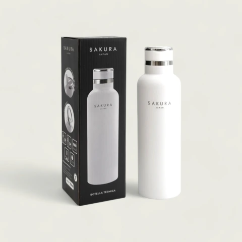 BOTELLA TERMICA SAKURA ACERO INOX BLANCA 750 ML