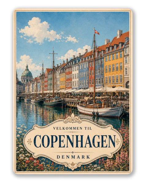 Placa de Metal Decorativa Copenhague 15x20cm