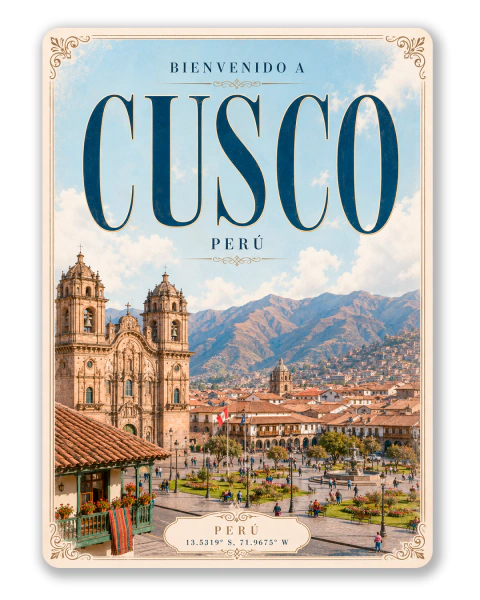 Placa de Metal Decorativa Cusco 15x20cm