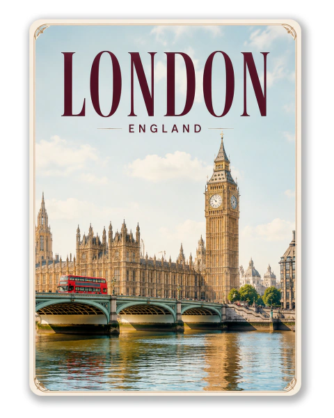 Placa de Metal Decorativa Londres 15x20cm