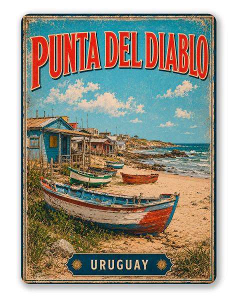 Placa de Metal Decorativa Punta Del Diablo 15x20cm