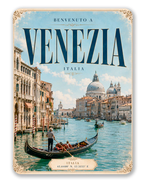 Placa de Metal Decorativa Veneza 15x20cm