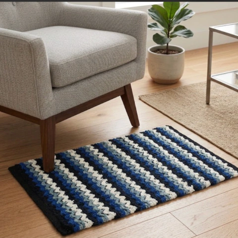 Alfombra Decorativa Costado De Cama Durrie 40x60cm 40 M 60 M Azul