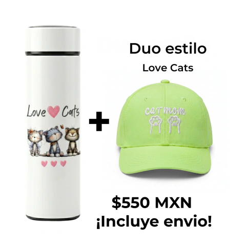 Imagen de Dúo Estilo Cat Mom | Termo Smart LED + Gorra Bordada 3D