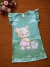 Vestido Infantil Flora Verde Manga Babado Urso Laço 94492