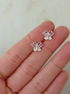 Aro Pasante Mariposa Cubic Rosa