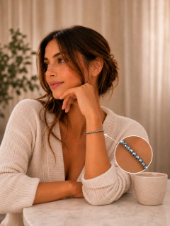 Pulsera de cristal checo puesta en la muñeca