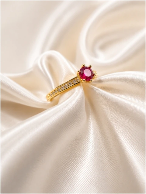 Anel solitário zircônia rosa