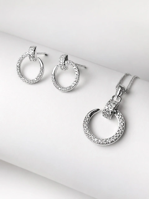 Conjunto Prego Cravejado Prata 925