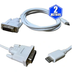 O conector de entrada USB-C oferece suporte a tecnologias avançadas como Thunderbolt, enquanto o conector de saída DVI 24+1 pinos assegura uma conexão confiável e de alta qualidade no monitor