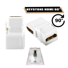 O Keystone HDMI é uma emenda para encaixe em espelho de parede e possui ângulo de 90 Graus para facilitar suas conexões
