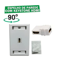 Indicado para embutir na parede no padrão 4 x 2. Basta conectar o cabo HDMI e pronto, pois o Keystone funciona como uma emenda perfeita.