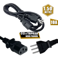 Com um comprimento de 1,50 metro e um conector tripolar NBR, este cabo oferece segurança e eficiência no fornecimento de energia para dispositivos como computadores, monitores e impressoras